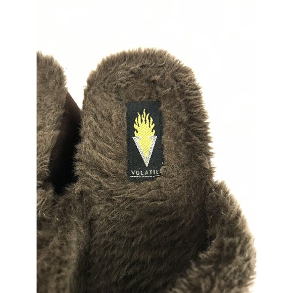 Volatile Brown Suede Fur Lined Slip On Wedge Clogs Mules Size 9 - Picture 8 of 10